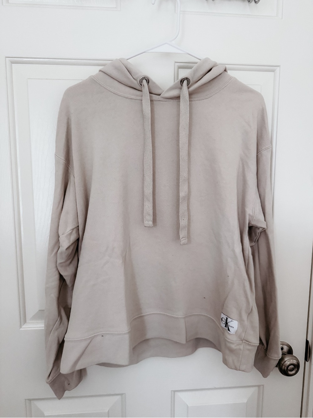 Calvin Klein Jeans Neutral Taupe Hoodie Sweatshirt